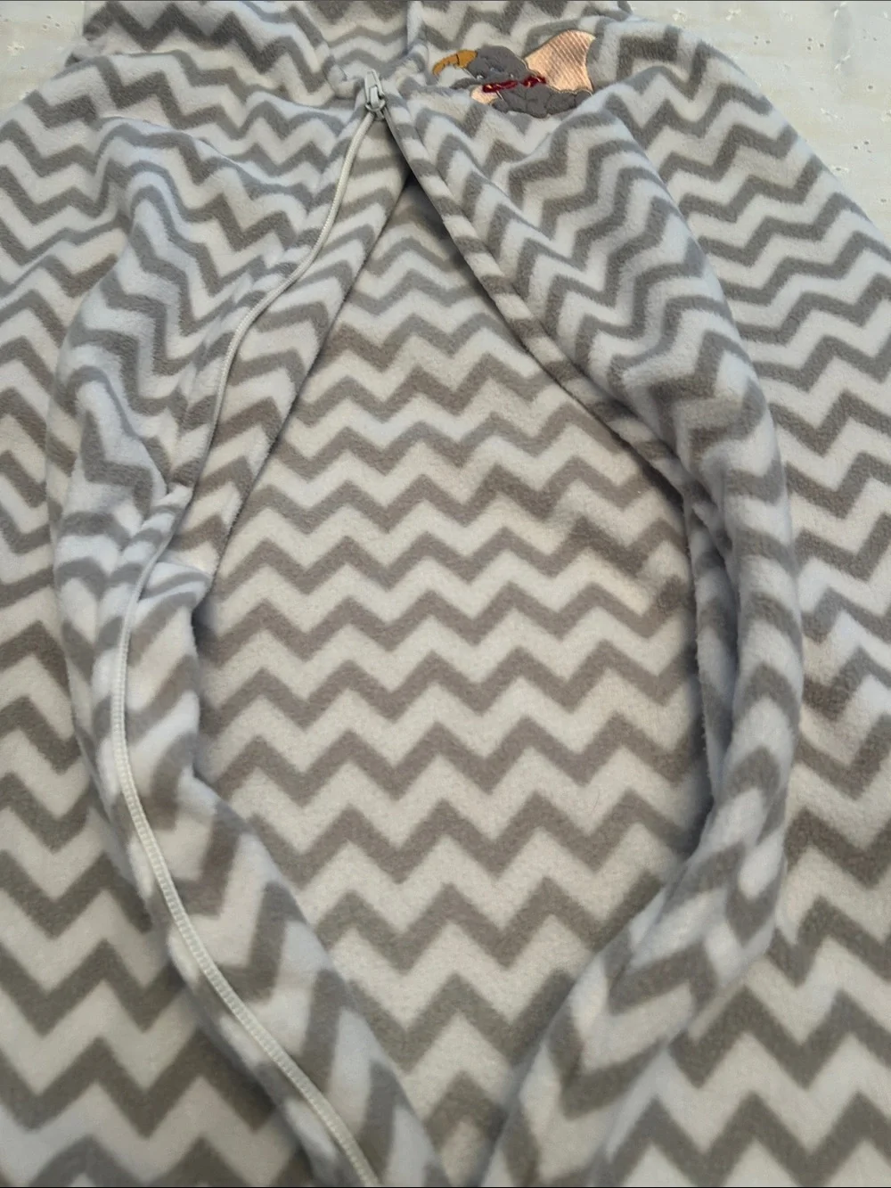 Unisex Gray and White Chevron Baby sleep Sack